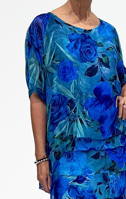 Silk Blue floral dress