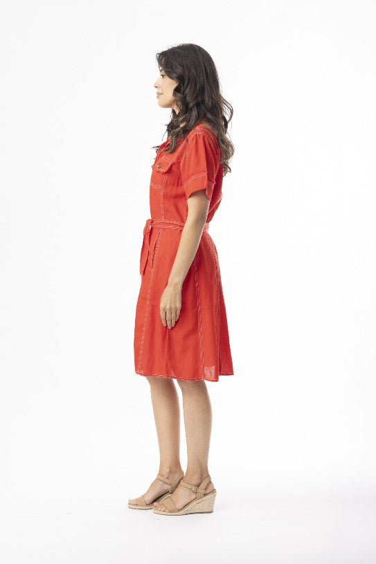 Cotton Red Collar dress