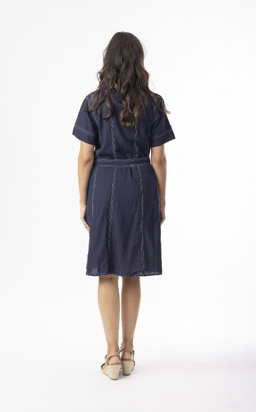 Linen Collar button through dress