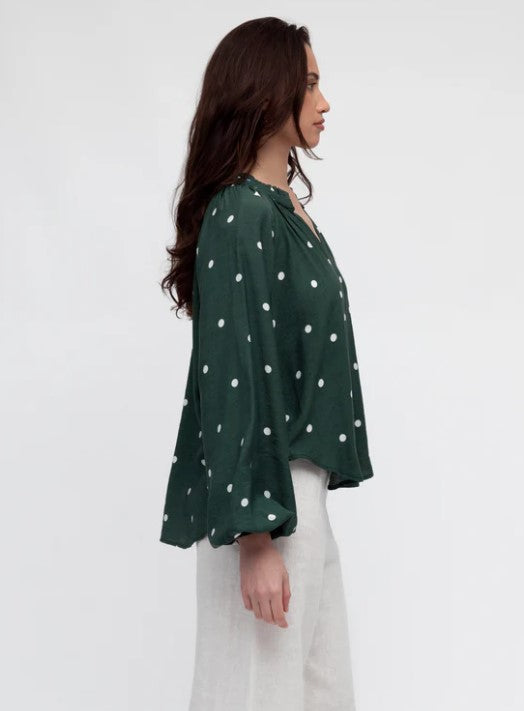 Poker Green Dott blouse
