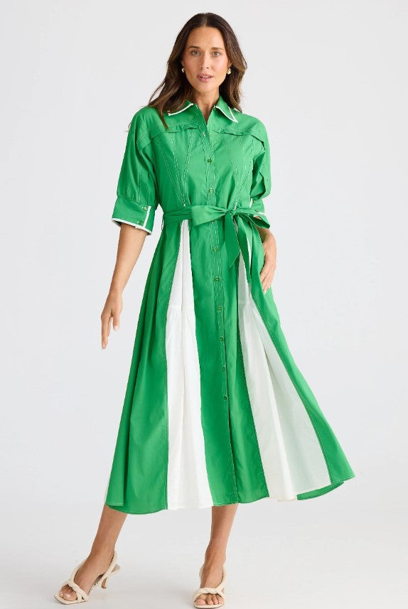 Aubrey Jade/white trim dress