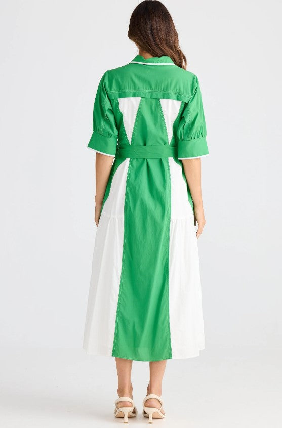 Aubrey Jade/white trim dress