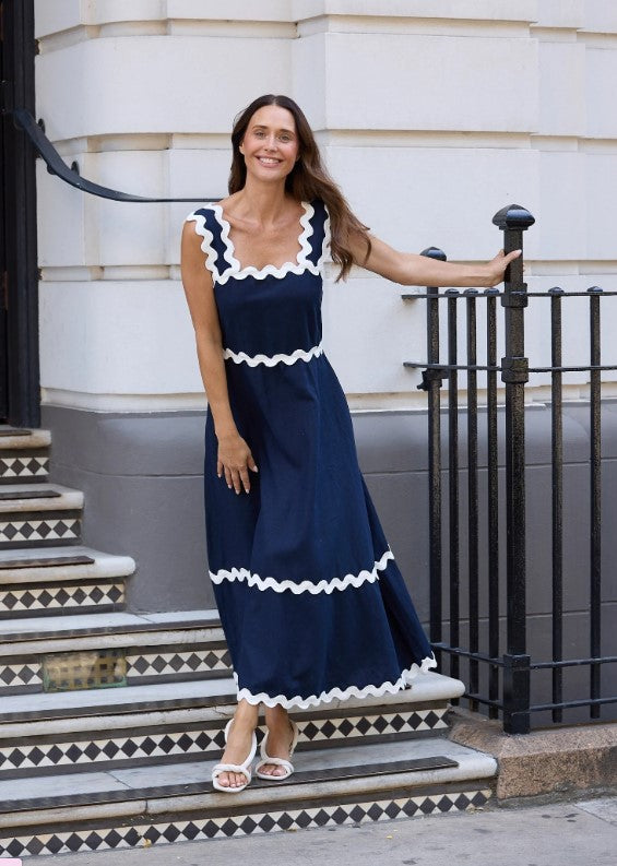 Navy Marlo Ric Rac dress