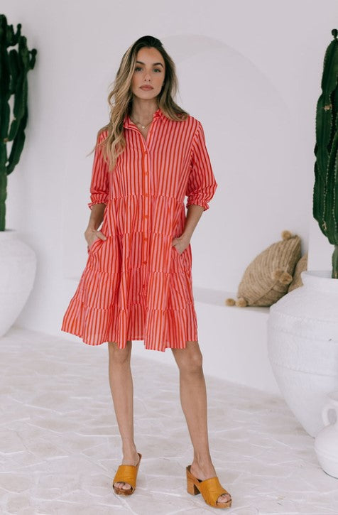 Pink/Red Stripe Cotton dress