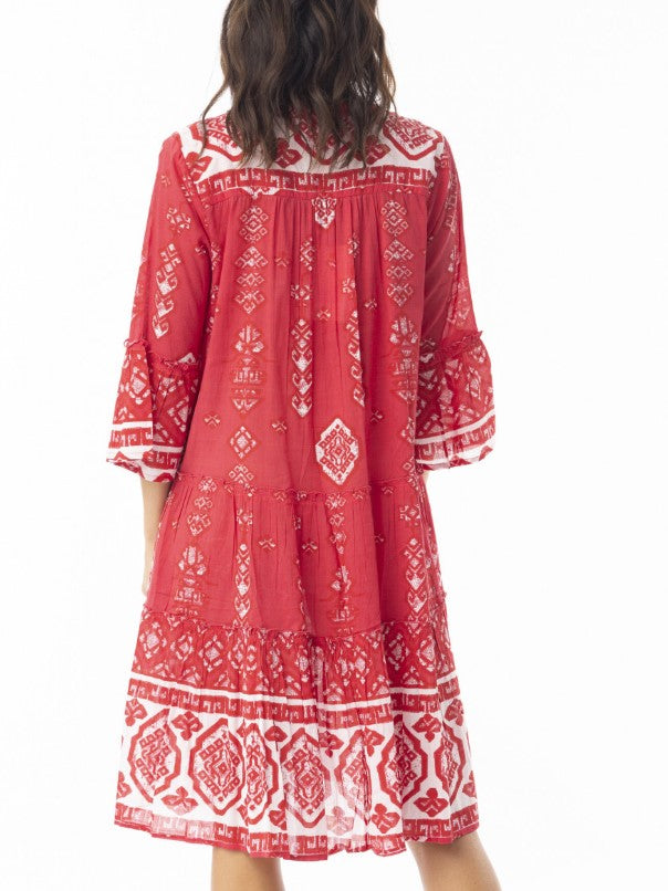 Carla Red Frill dress