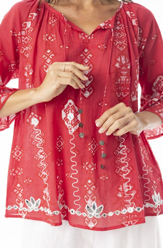 Carly Red Xmas Blouse