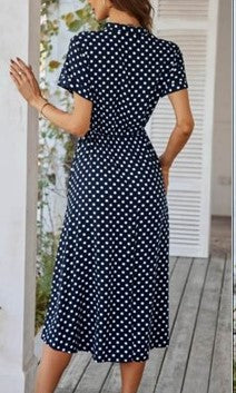 Deep Navy Poker dott dress