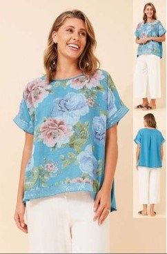 Teal Floral printed top with sequence