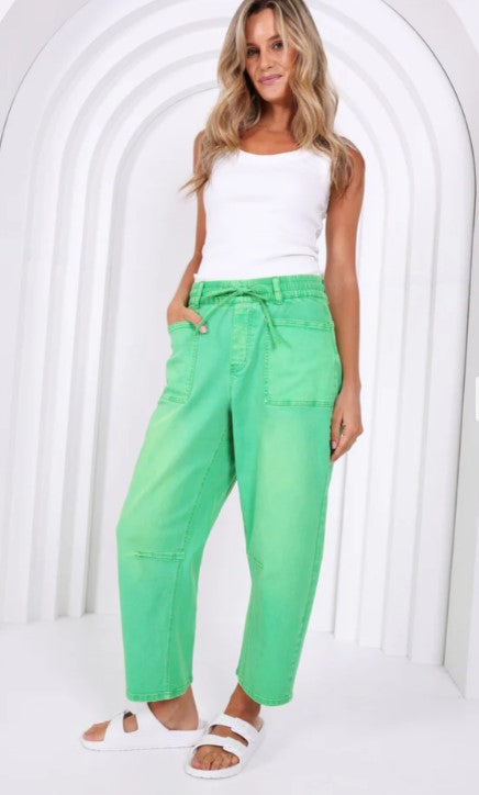 Leo Coloured Lime Barrel Jeans