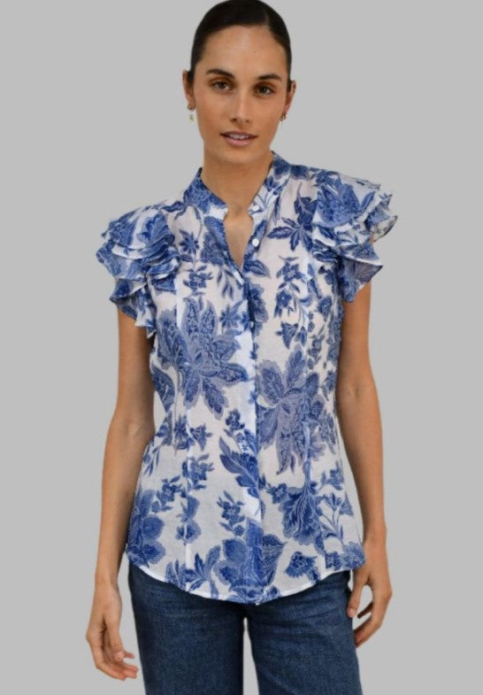Blue Ruffle Print shirt