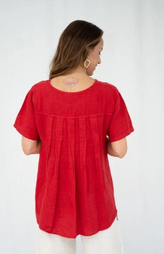 XMAS Red Italian Linen blouse