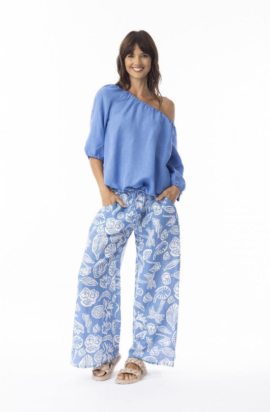 Linen Blue forest Pants