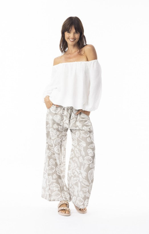 Linen Sand Printed Pants