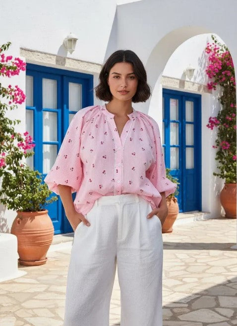 Pink Cherry Cotton Blouse