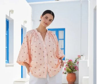 Orange cherry cotton blouse