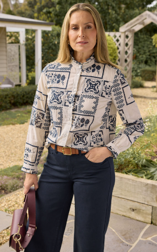 GC Cotton Ensemble navy blouse