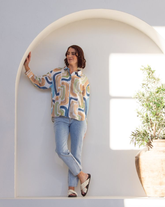 SS LINEN /Tencil shirt seascape