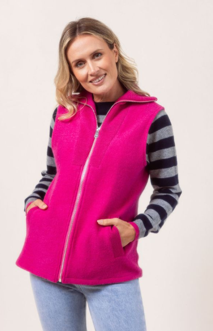 SS Boiled Zip Vest Pink