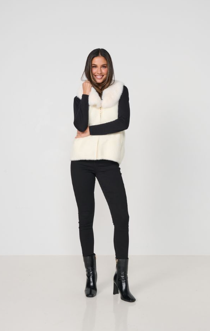 White Faux Fur Knit vest
