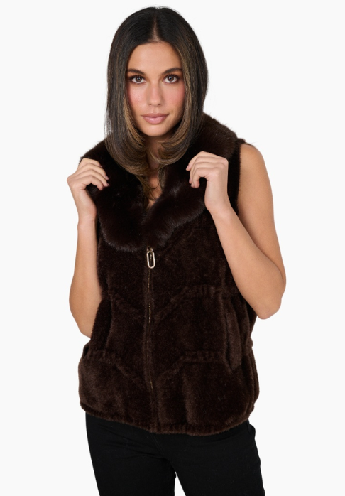 Vest Fuax fur chocolate