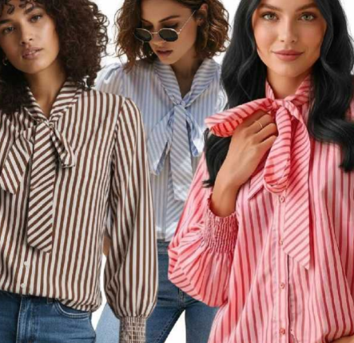 Red/pink tie KNot cotton blouse