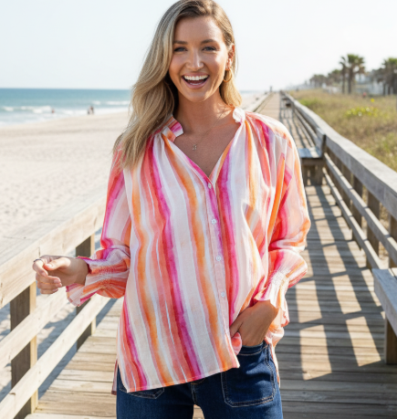 Sorrento Hot pink stripe shirt