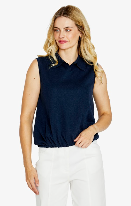 Elia Knit Polo Top Navy