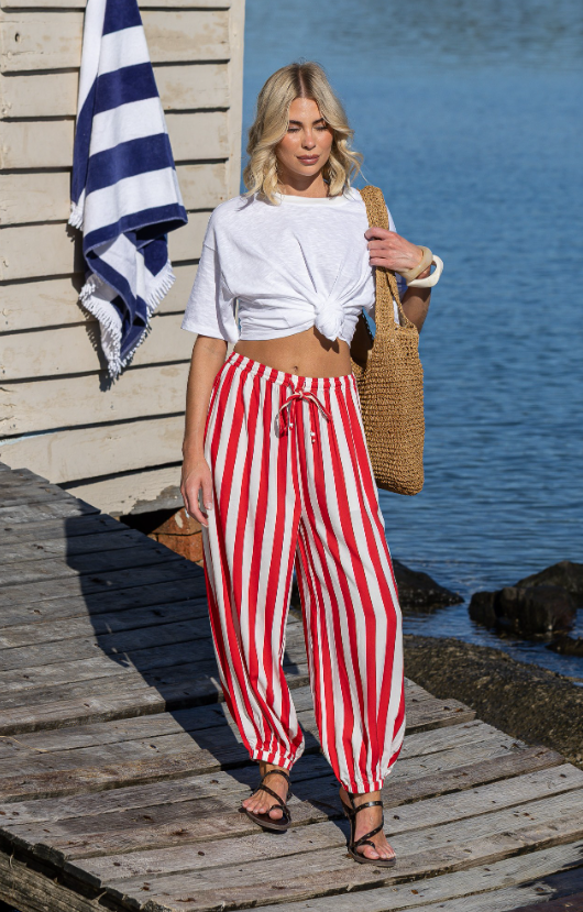 Xmas Striped Red cotton Pants