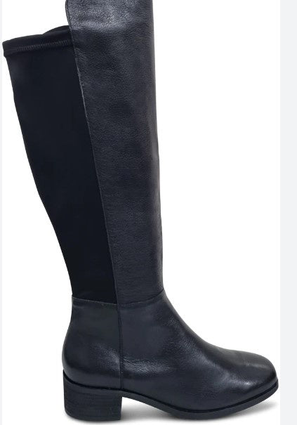 Black leather high boots
