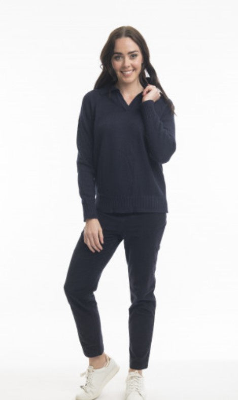 Knits collar jumper navy