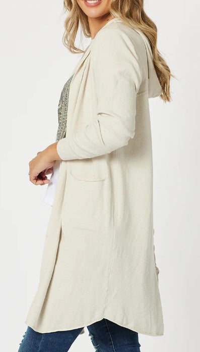 Ella Long Natural  Cardi