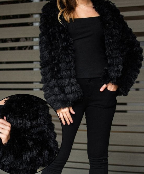 Fringe coat black