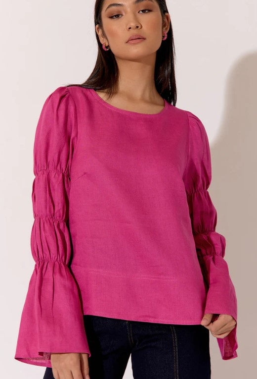 Johanna linen blouse Magenta