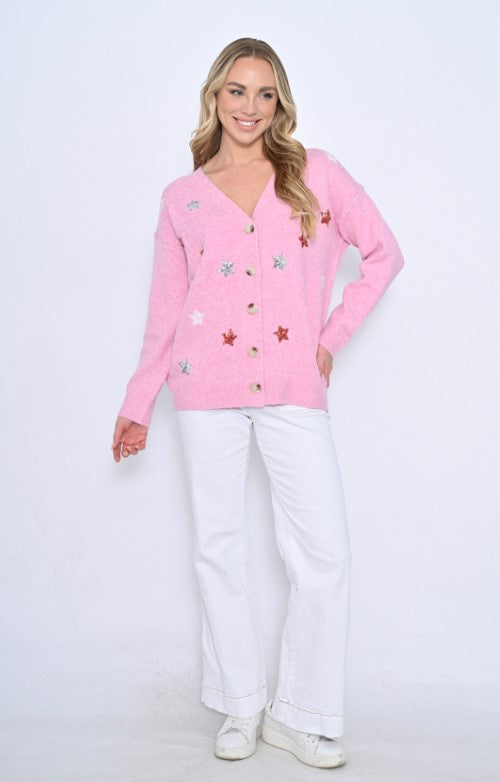 Star cardigan pink