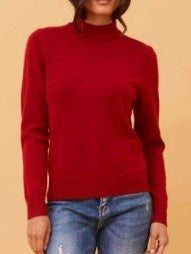 Deep red low neck knit