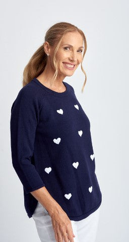 Navy white hearts Sweater