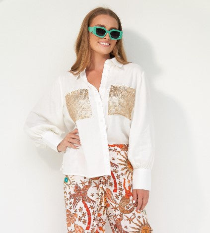 Bling Aria white blouse