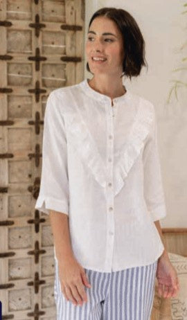 100% Linen ruffle blouse