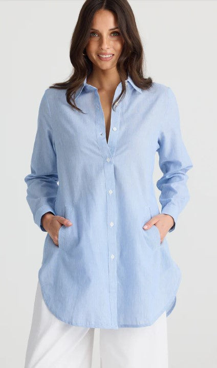 Blue pinestripe blouse