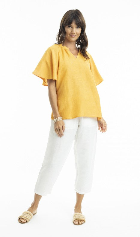 Mango linen chinese blouse