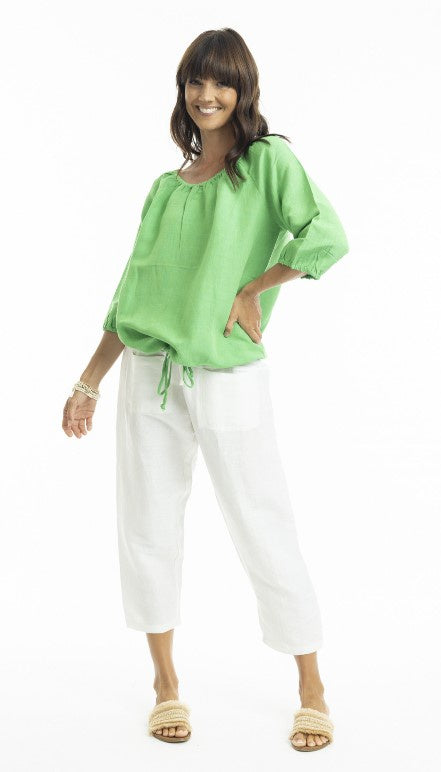 Parrot linen gather blouse