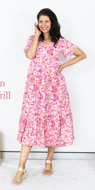 PInk flower floral dress