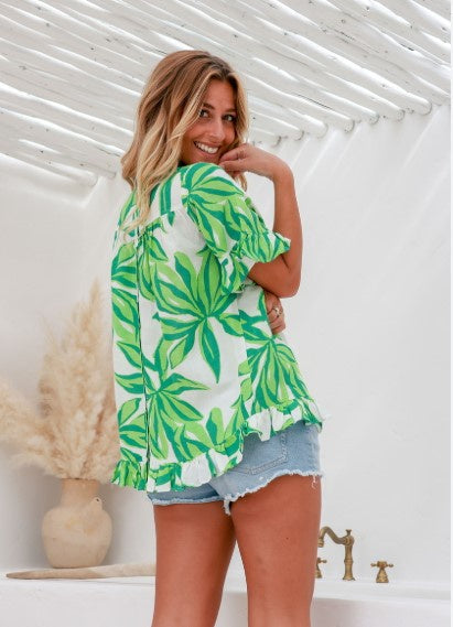 Green leaves blouse