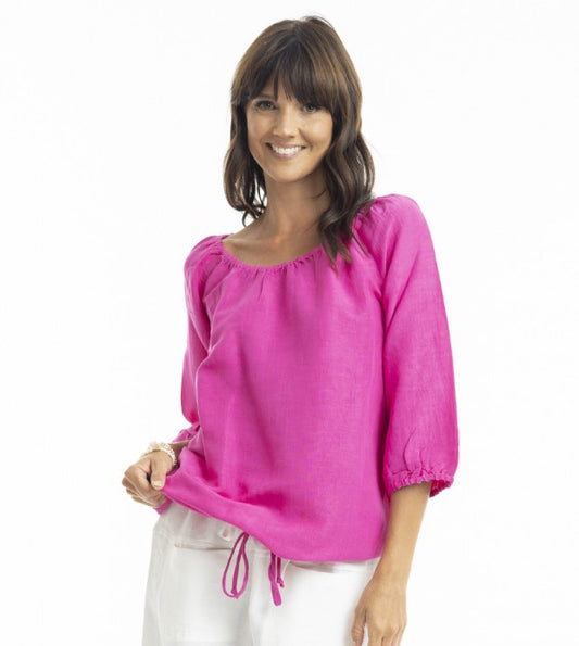 Hot pink gather blouse