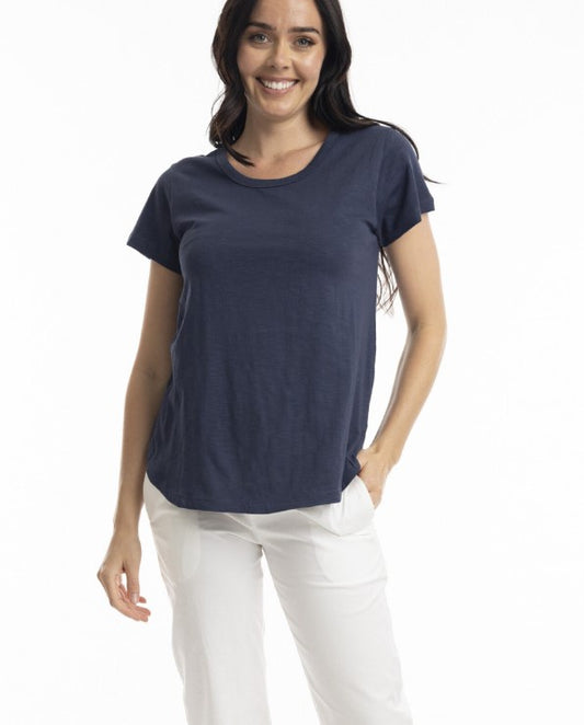 essential navy  round tee