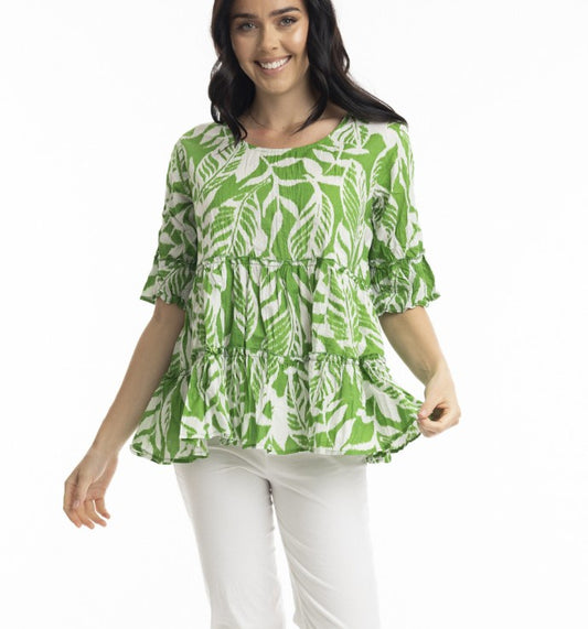 Green leaf xmas blouse