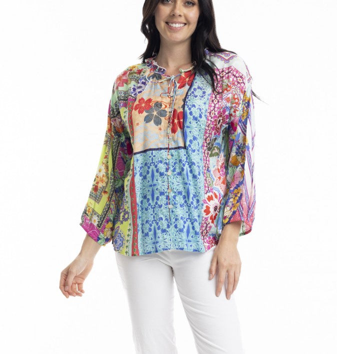 Oriental floral blouse