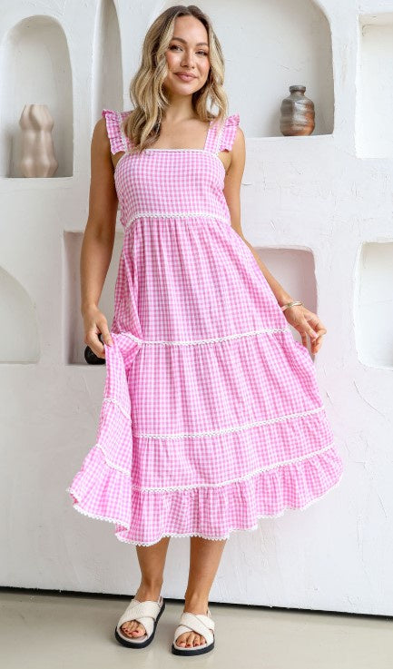 Pink gingham dress