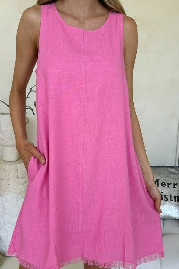 Freya Pink linen dress