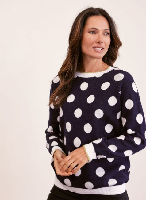 Cashmere navy spot sweater